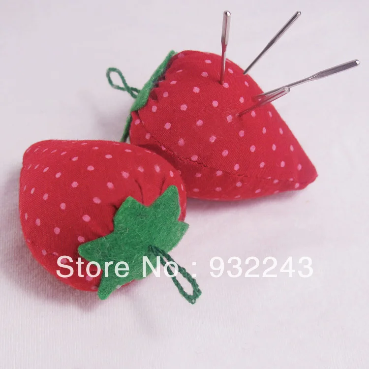 6 Pcs Red Strawberry Sewing Needle Pin Pillow Pin Cushion