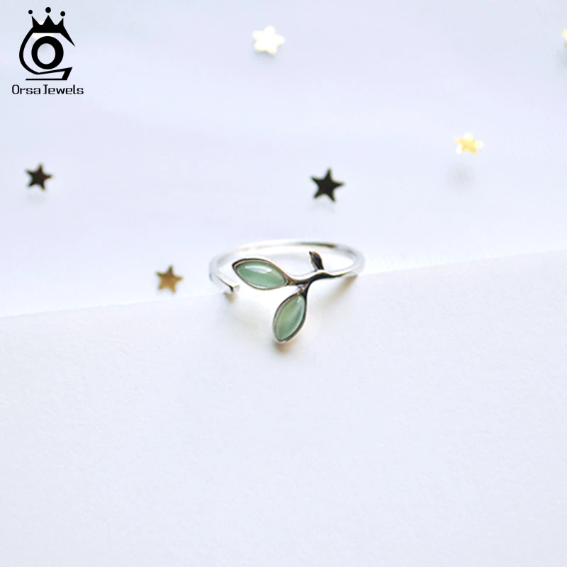 ORSA JEWELS кольцо из стерлингового серебра пробы для женщин, романтическое регулируемое кольцо с узором в виде листьев, Модные Серебряные вечерние ювелирные изделия SR92