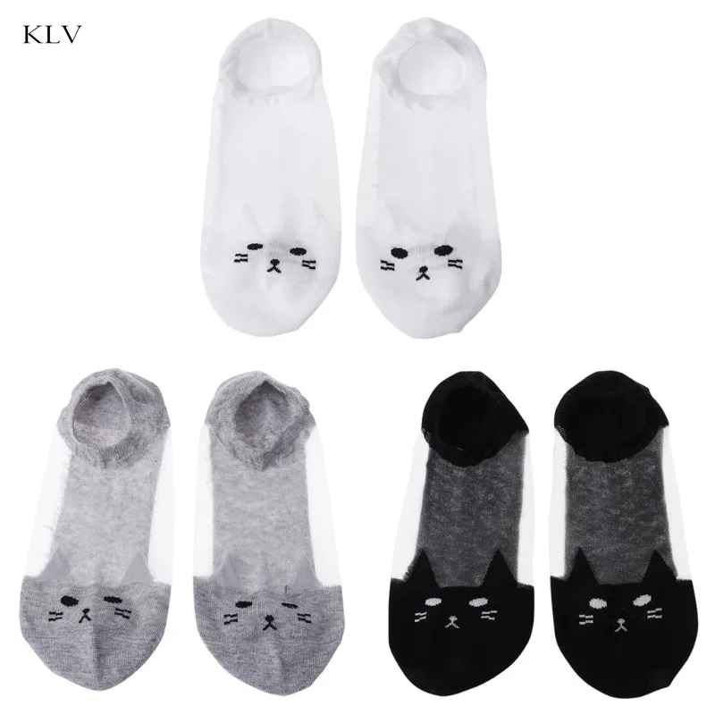 

Lovely Kids Cute Cat Mesh Socks Women Teenage Girls Summer Animal Ankle Socks