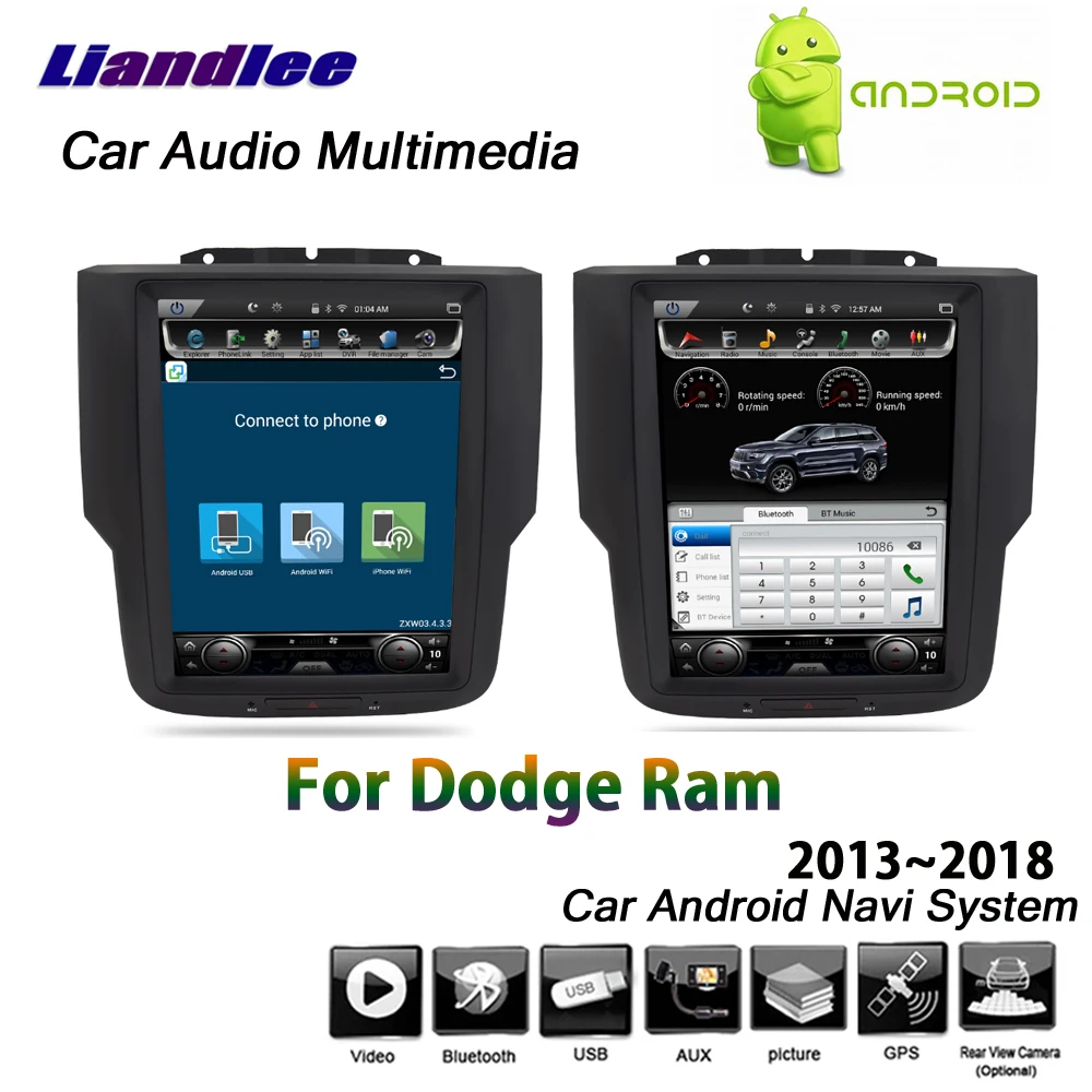 Clearance Liandlee Android For Dodge Ram 2013~2018 Stereo Tesla style Carplay Mirror link BT USB Wifi Map GPS Navi Navigation Multimedia 3