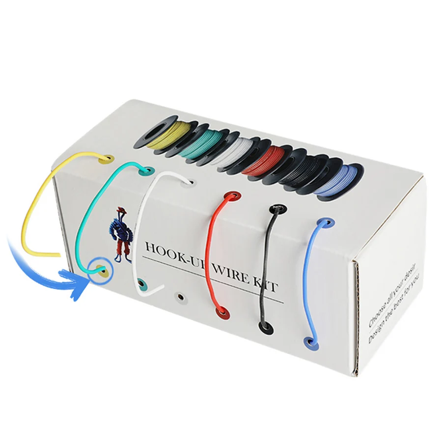 177ft Electrical Wire UL3132 26AWG Soft Silicone Insulator Stranded Hook-up Wire Tinned Copper 300V 6 Colors for DIY Toys Lamp