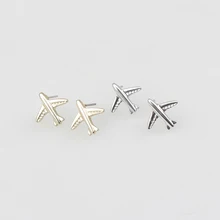 New Fashion Zinc Alloy Plane Stud Earrings Sweet Earpins For Women Date Party Christmas Gift JM-17001
