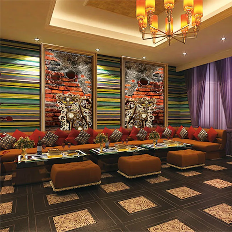Custom 3D Print Fabric Textile Wallcoverings For Walls Cloth Murals Matt Silk Bar Commerce Washable Brick mechanical Cat Living |