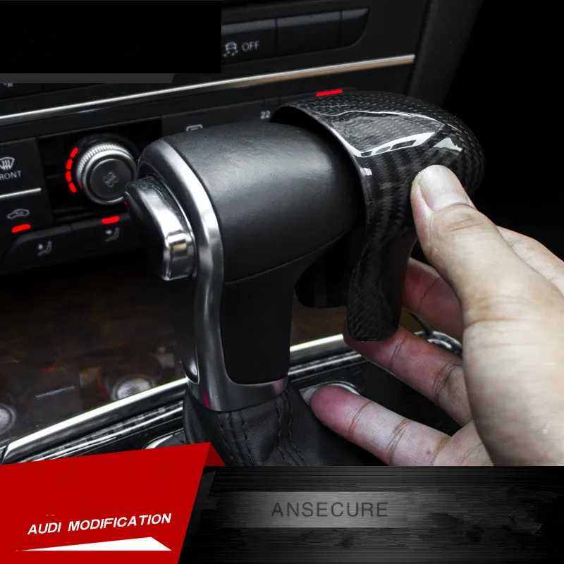 

Carbon Fiber Car Styling Sticker Gear Shift Knob Head Covers Auto Shift Knob Cover Case Trim For AUDI A4 B8 A5 A6 A7 Q5 Q7 S6 AT