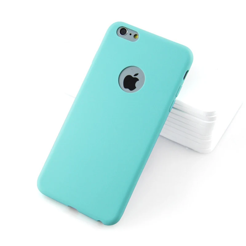 Phone Case For iPhone 7 6 6s 8 X Plus 5 5s SE XR XS Max Candy Color Silicone Couples Soft Simple Solid Color Fashion Case Cover - Цвет: Светло-голубой