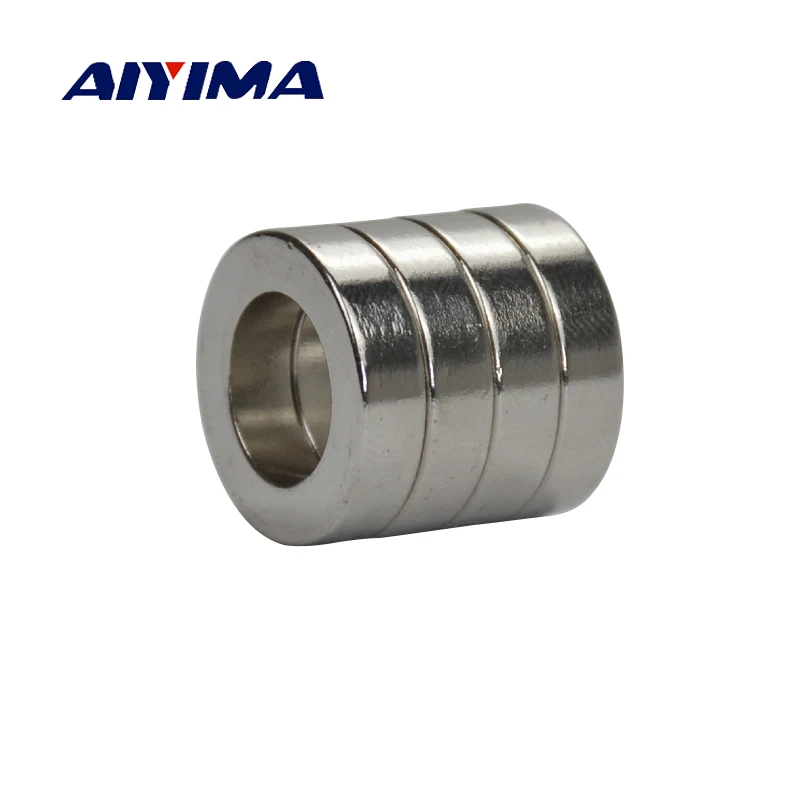 Aiyima 4Pcs N50 20mm x 5mm 12mm Hole Ring Round Neodymium Permanent Magnets With Hole