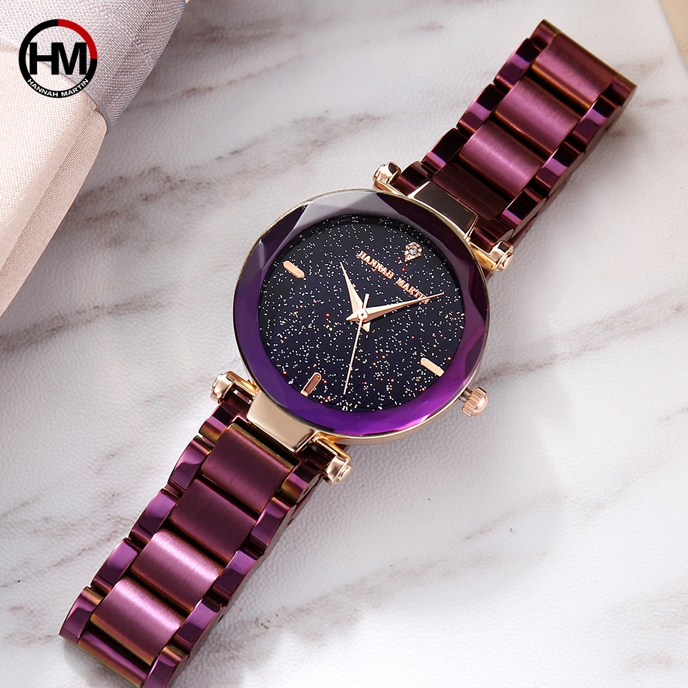 Goede Hannah Martin Brand nieuwe stijl Mode Quartz Horloge vrouwen Harajuku Horloges Roestvrij stalen band galaxy star diamant spiegel Horloge