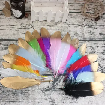 

Wholesale Gold Dipped Duck Feathers Goose Feathers for Crafts 15-20CM/6-8inch Natural Pheasant Feather Plumes for Jewelry Making