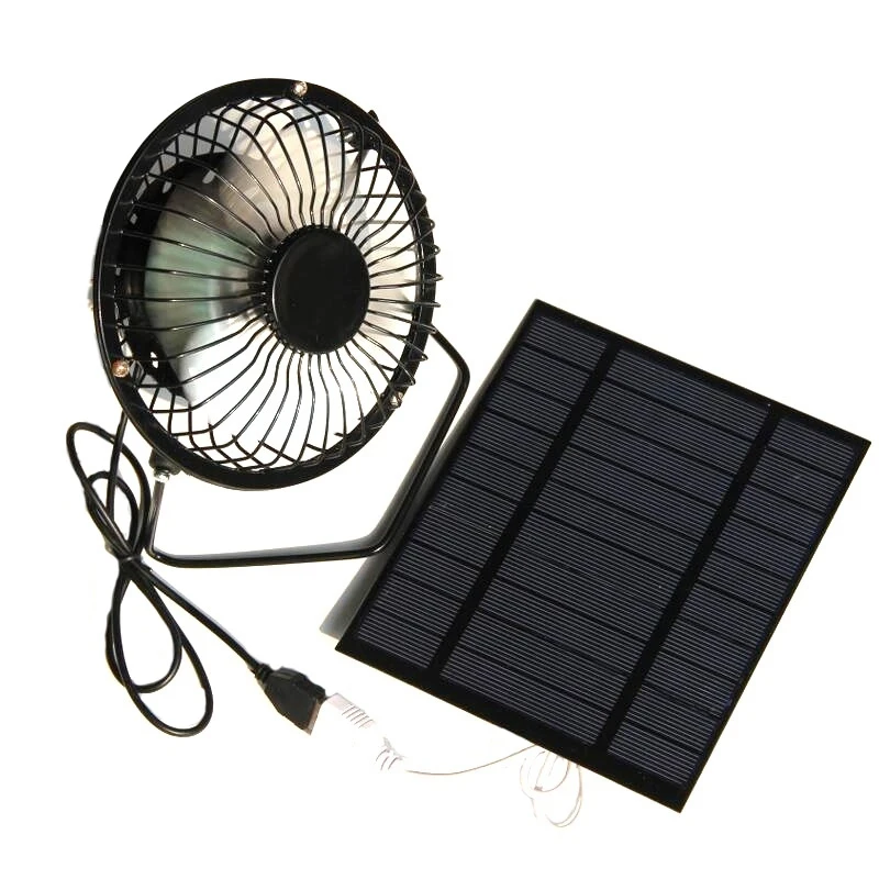 

2.5W 5V Solar Powered Panel Iron Fan For Home Office Outdoor Traveling Fishing 4 Inch Cooling Ventilation Fan Usb New
