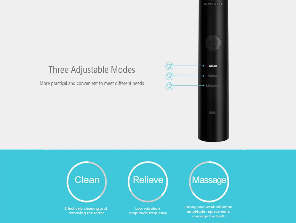 NST001 Rechargeable Sonic Electric Toothbrush with Adjustable Modes for Adults
