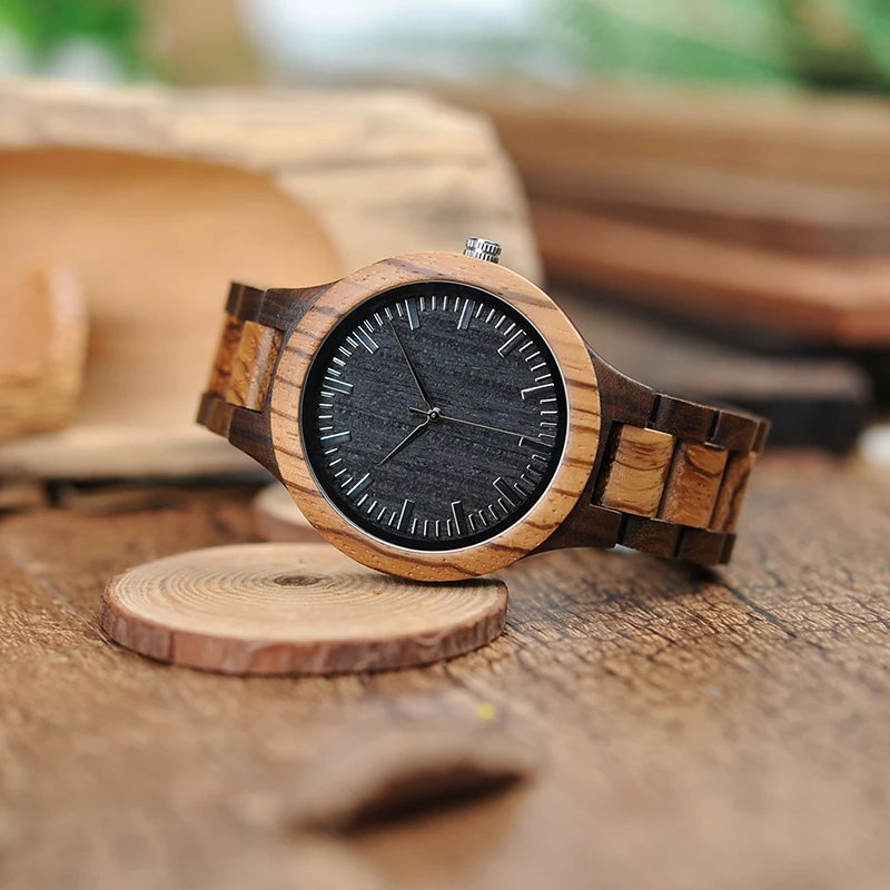 BOBO BIRD WD30 Brand Designer Mens Zebra Wood Watch Wooden Band Quartz Watches for Men Japan miyota 2035 Watch in Wood Box