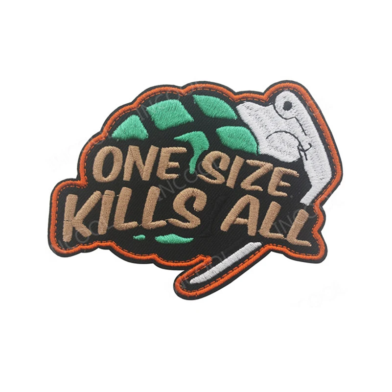 

Rubber Embroidery Patch One Size Kills All Army Military Morale Patches Tactical Combat Emblem Peace PVC Embroidered Badges