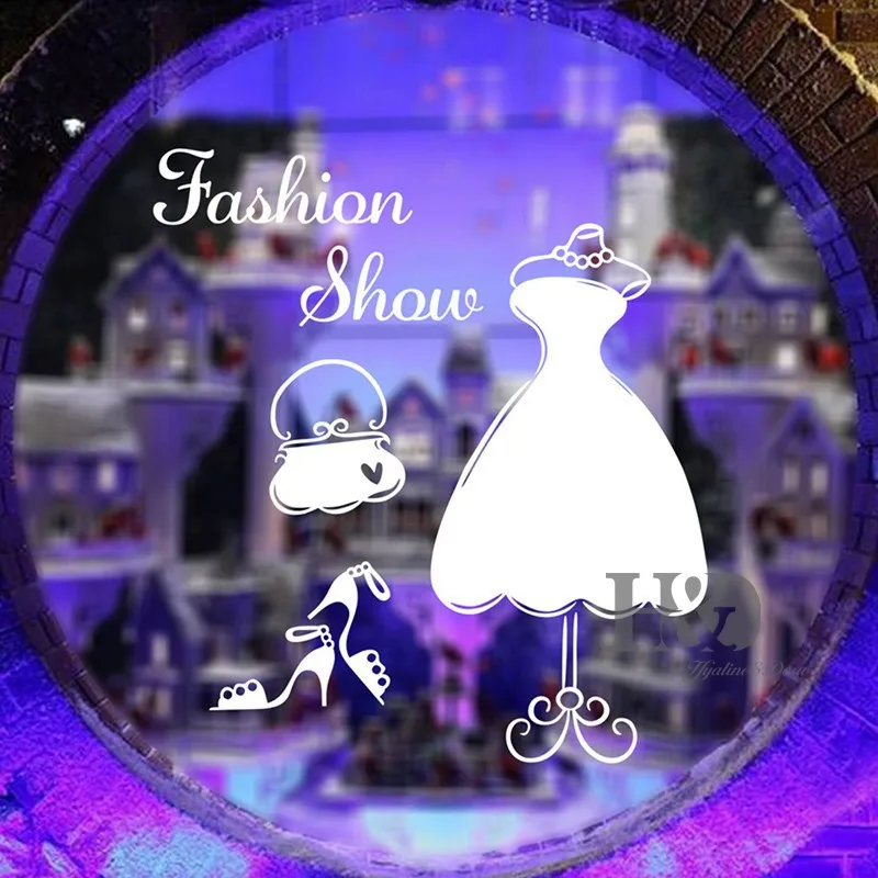 2 Цвет 43*52 см письмо Fashion Show винил Наклейки на стену открытый показ окно Гостиная