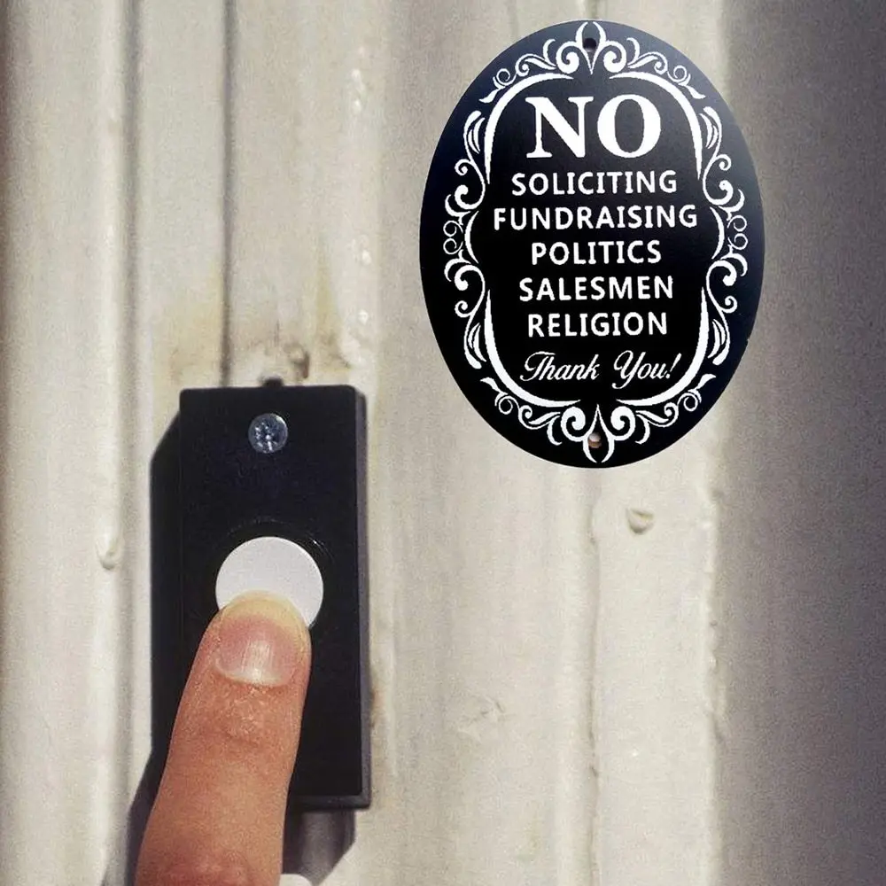 

No Soliciting Thank You Sign for Home and Business Decoration Wooden Wall Signs Use with Door Knockers and Bell