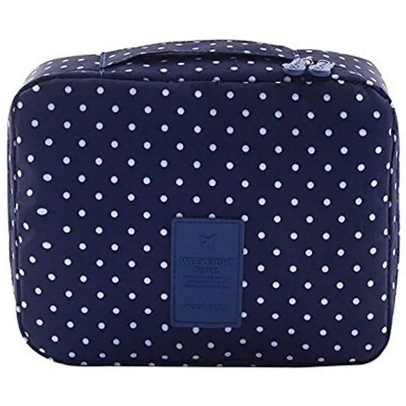 

NEW-Travel Cosmetic Bag Printed Multifunction Portable Toiletry Bag Cosmetic Makeup Pouch Case Organizer for Travel (Navy Circ