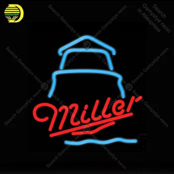 Miller Day Lighthouse Neon Sign neon lamp GLASS Tube BEER BAR Pub Store Display Handcraft Iconic Sign personalized cool sign