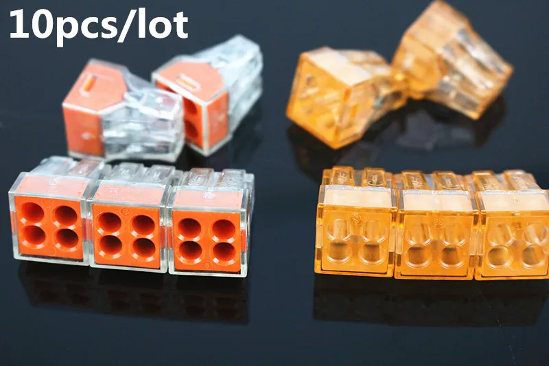 

10Pcs/lot PCT-104 PCT104 773-104 Push wire wiring connector For Junction box 4 pin conductor terminal block wire connector