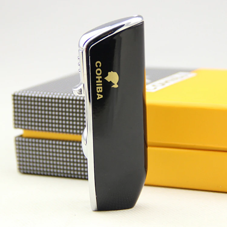 COHIBA Gadgest Black Metal Snake Mouth Shape Pocket Size Butane Gas Windproof 3 Torch Jet Flame Cigarette Cigar Lighter W/ Punch | Дом и сад