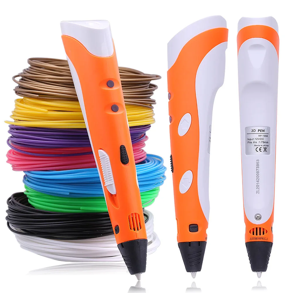 Orange Printing Modle Children Doodle Toy 3D Pen With 12 Bags Of 10 Meters ABS Material