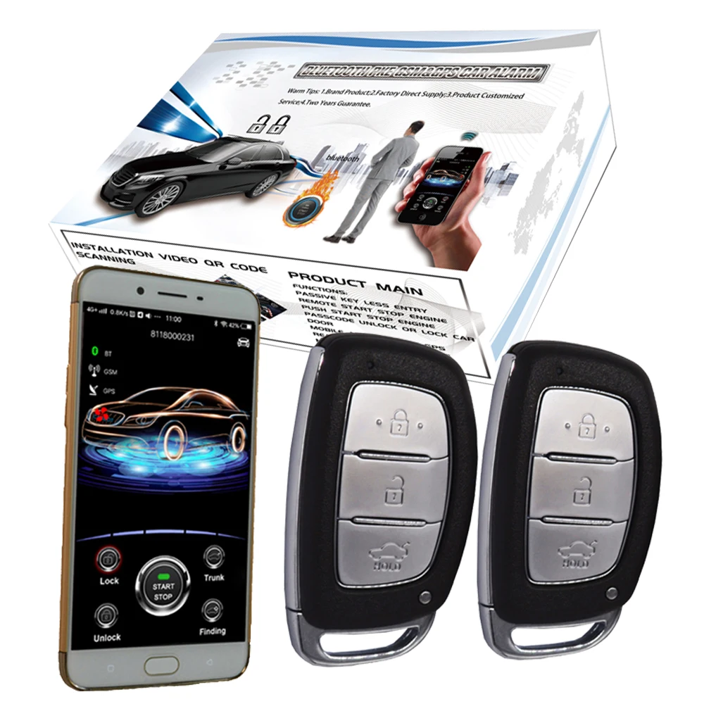 

aftermarket remote start stop engine with keyless go smart phone central lock unlock gps tracking history replay factory support
