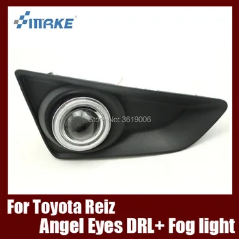 

Fog Lamp Assembly LED Day Light COB Angel Eyes Foglight Daytime Running Light Lens Bumper Complete Set For Toyota Reiz 2013-2014
