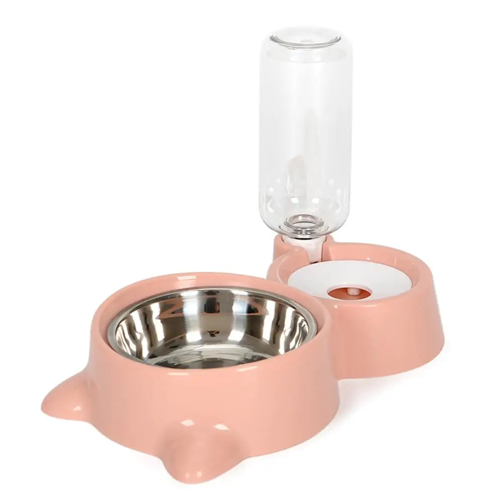AsyPets Pet двойная миска автоматическая кормушка фонтан воды не влажный рот для собаки диспенсер для кошки - Цвет: Pink