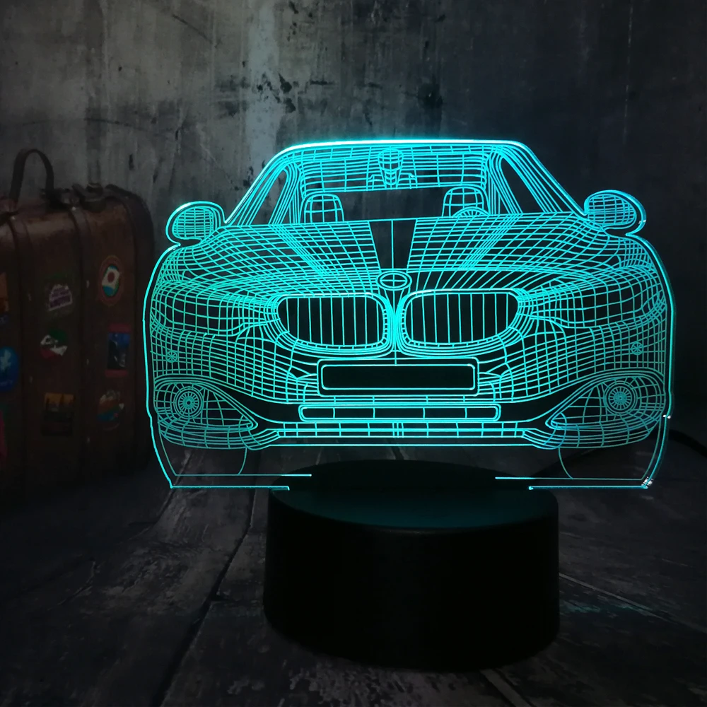 Новый крутой 3D автомобильный Ночник светильник светодиодный USB настольная лампа