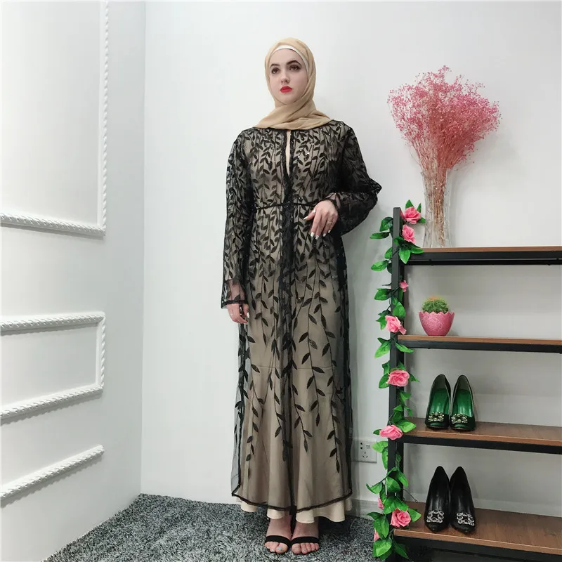 Женский Рамадан абайя Дубай турецкий кафтан Турция Бангладеш Вышивка мусульманское платье кафтан халат кардиган Исламская одежда хиджаб