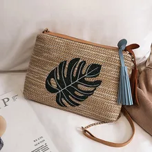 Винтажная квадратная соломенная сумка, женская летняя сумка из ротанга, тканая пляжная сумка ручной работы, богемная сумка через плечо Rieten Tas