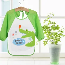 Летние детские, для малышей с мультипликационным принтом для мальчиков и девочек, узор из полиэстера милые детские нагрудники водонепроницаемый, с длинными рукавами для кормления, для еды детские нагрудники