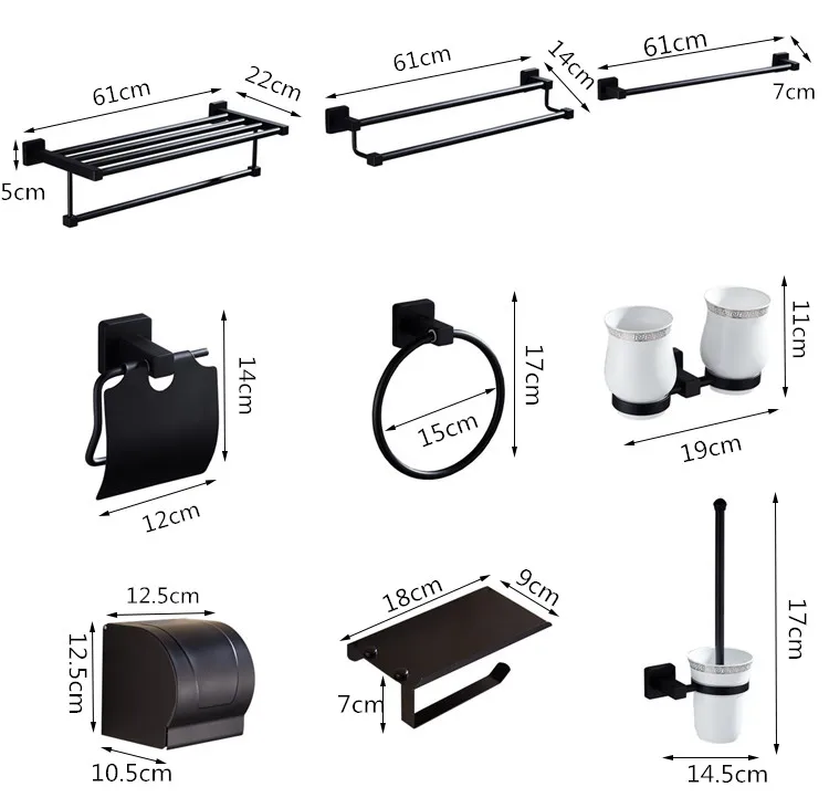 Набор аксессуаров для ванной из нержавеющей стали, черный набор для ванной, вешалка для полотенец, туалетная бумага, держатель полотенец, крючки