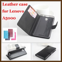 Wallet Case For Lenovo A5000 Case Luxury PU Leather Flip Cover Cases For Lenovo A 5000 Cellphone Cover With Card Slots+Gift