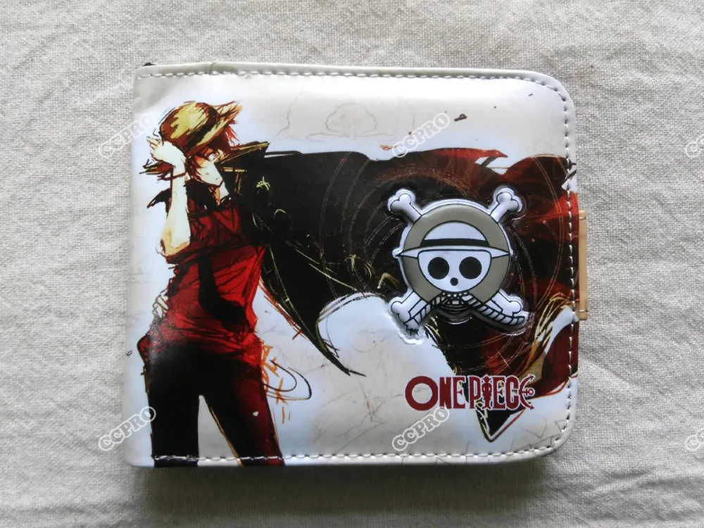 

Anime ONE PIECE PU short purse/wallet with colorful printing of Monky D Luffy&solid skull mark