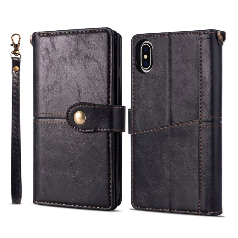 Wallet Case for iPhone XS Case Leather Vintage Flip Cover for iPhone 6 6s 7 8 Plus X XR XS Max Cases Card Holder Multi Function (29)