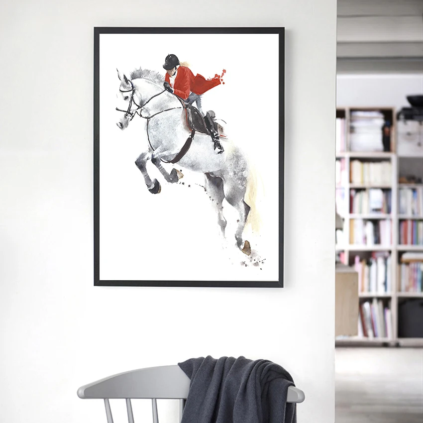 Jockey Art Print Horse Print Sport Jockey Wall Art Watercolor Horse Racing Canvas Print Watercolor Horse and Jockey Watercolor Jockey