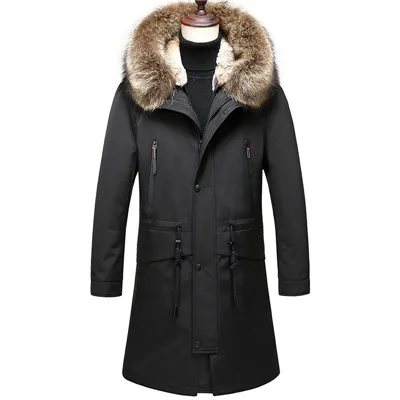 KOLMAKOV зимние пуховые пальто для мужчин s утепленная парка куртки платье для мужчин Съемный пух лайнер пальто парки M-3XL теплая верхняя одежда для мужчин - Цвет: Черный