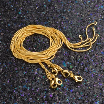 

10pcs/lot Promotion! wholesale 18 k Stamp Gold Color necklace, Golden fashion jewelry Snake Chain 1mm Necklace 16 18 20 22 24"