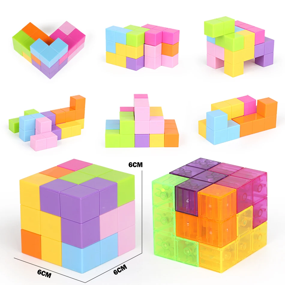 Beste HUIQIBAO SPEELGOED 2 kleuren Puzzel Magnetische Magische Kubus Creëren Bouwstenen Assemblage game Educatief Antistress speelgoed Voor Kinderen
