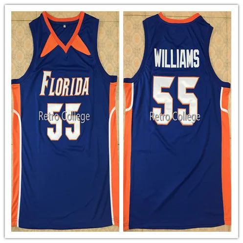 

55 jason williams Florida Gators White blue Throwback Basketball Jersey Embroidery Stitched Customize any name and number