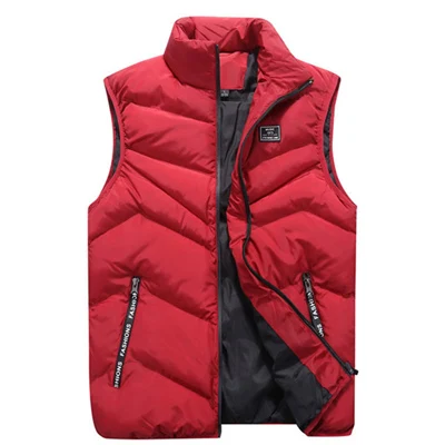 WT61 Red 4XL Теплые Жилеты, мужская куртка, жилет без рукавов, зимний качественный однотонный тонкий повседневный мужской жилет с хлопковой подкладкой - Цвет: WT61 Red