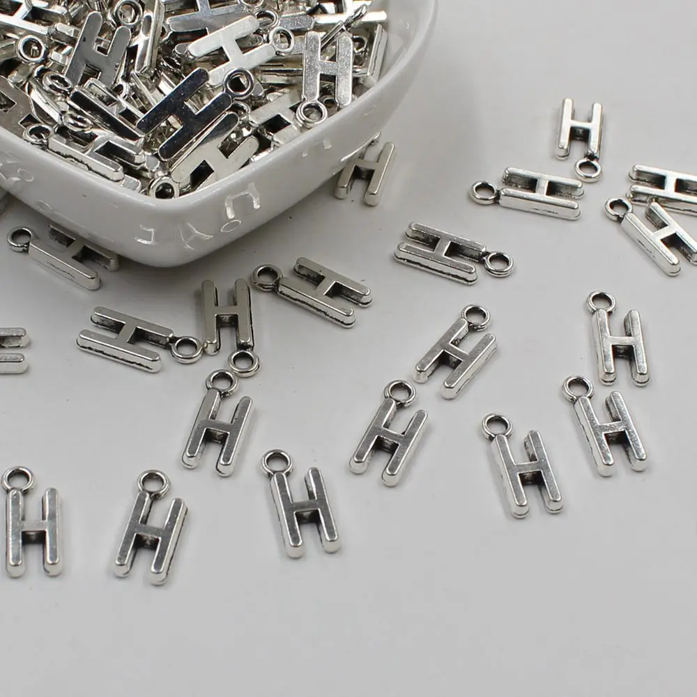 

20 pcs Double Side Alphabet(H)Letter Tag Charm Pendant Initials Jewelry Making
