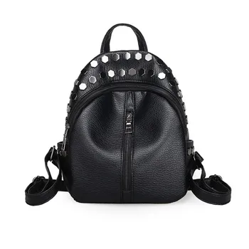 

38# Women Backpack School Bags For Teenage Girls Women Backpacks Girls Knapsack School Bags Teenagers Rucksack Mini Rivet Bag