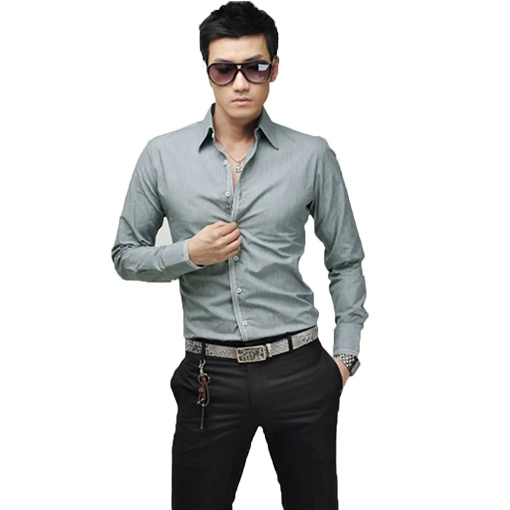 2016 Fashion Mens Luxury Stylish Dress Shirt Slim Fit Tops Long Sleeve