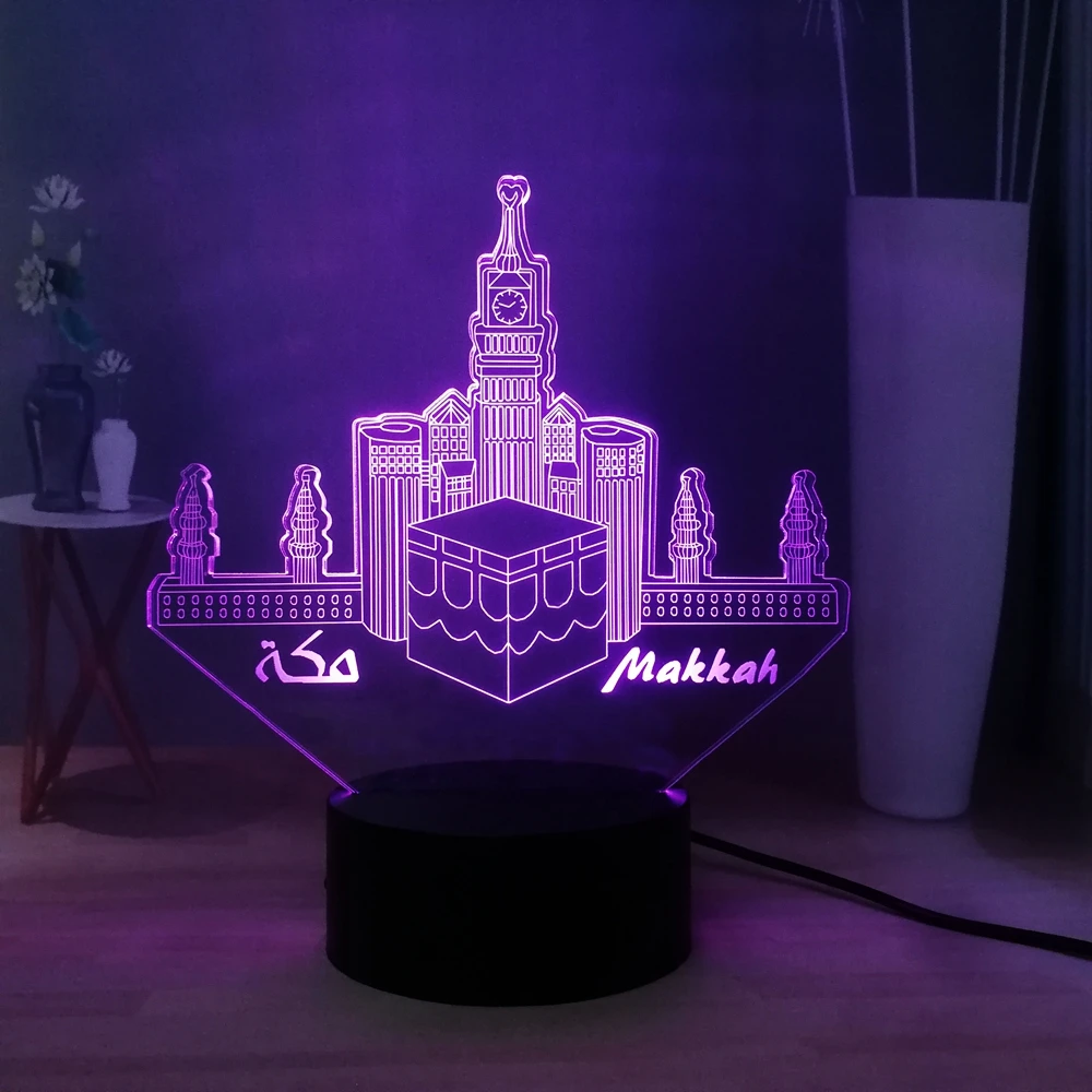 Креативный светодиодный ночник Makkah RGB USB переключатель разноцветный 3D иллюзия Лампа детский прикроватный ночник настольная лампа подарок на день рождения