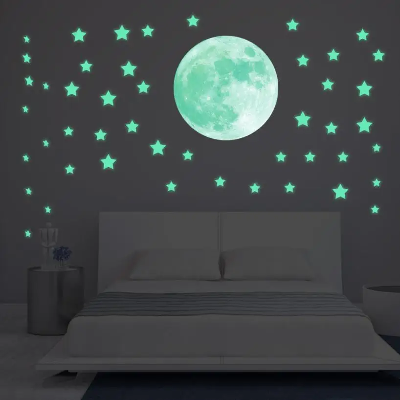Us 3 22 51 Off Wall Sticker Living Room Bedroom Background Glow In Dark Wall Ceiling Stars Moon Stickers Wall Stickers Night Kid Home Apr6 In Wall
