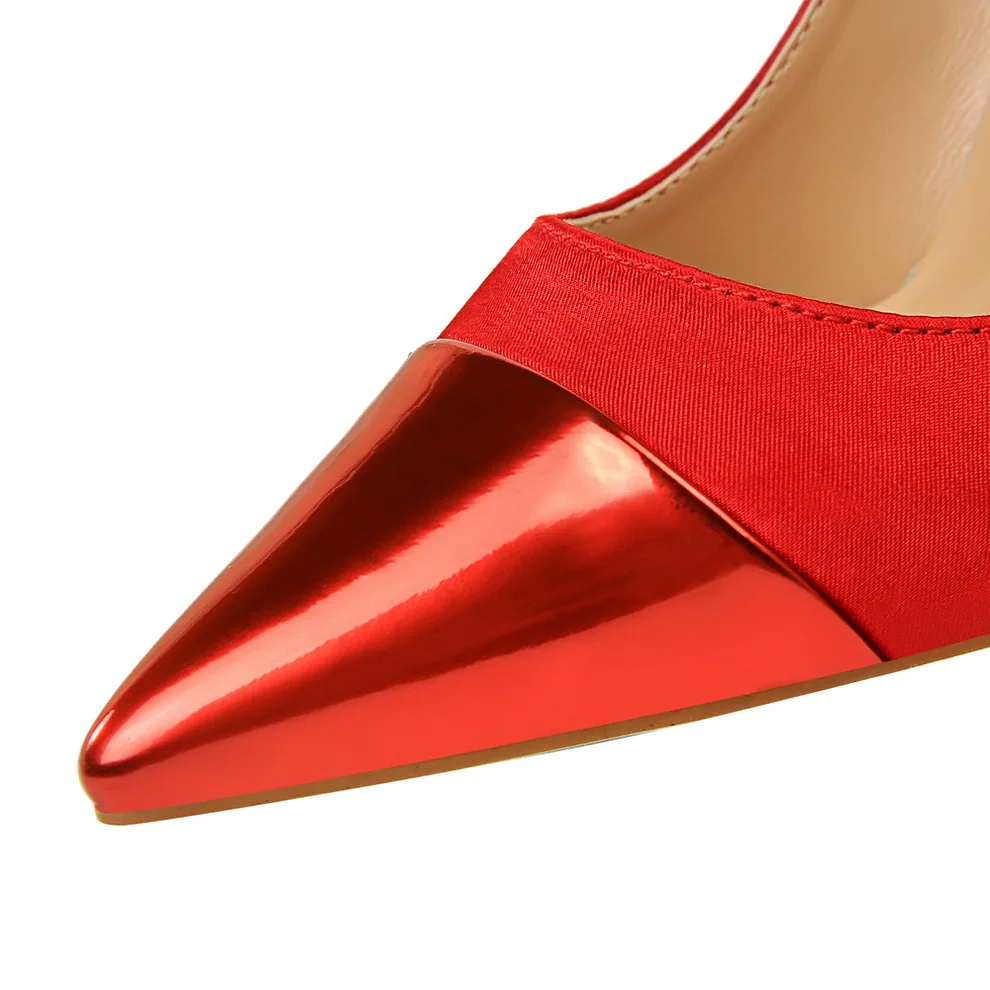 2019 Fashion 10cm High Heels Women Valentine Blue Green Pumps Female Satin Stiletto Heels Tacones Fetish Silk Glitter Pink Shoes