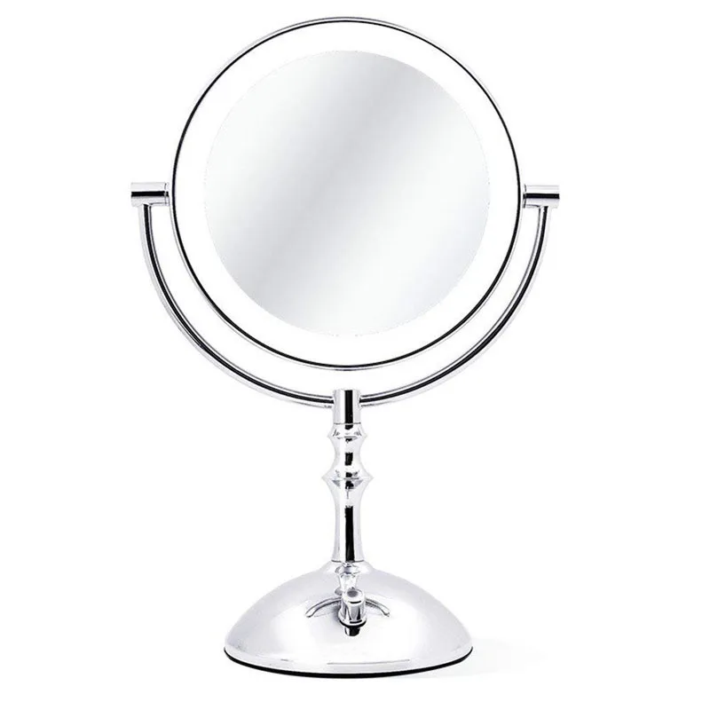 

Desktop Makeup Mirror 8 Inch 2-Face Metal Mirror 3X 5X 10X Magnifying Cosmetic Mirror LED Lamp Adjust The Brightness Mirror