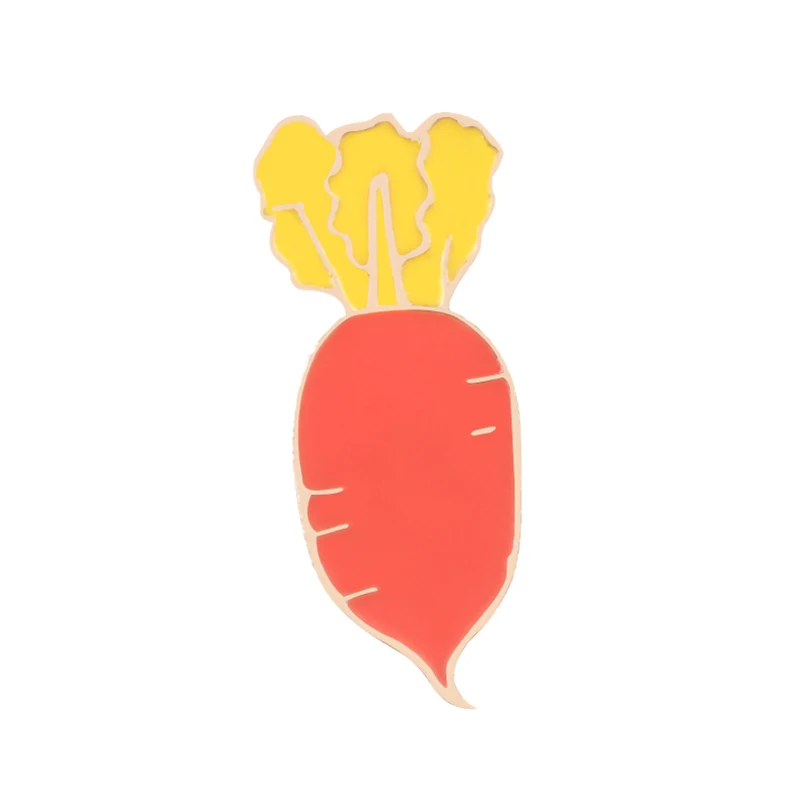 Kawaii/модные, милые, футболка с кроликом и морковкой, Мультяшные Броши с эмалью, металлические штыри Гриб Цветы кролик брошь для хиджаба, для лацкана булавка малыш японская шпилька брошь сумка значок - Окраска металла: Carrot
