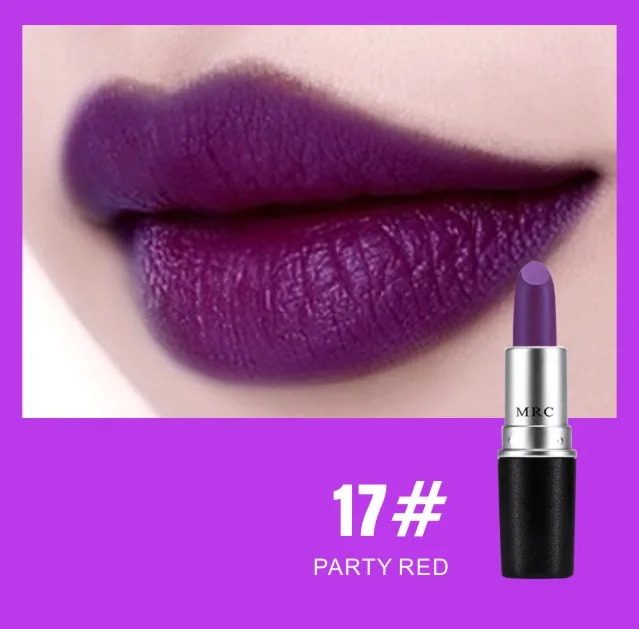 MRC крем для макияжа, матовая губная помада с высоким содержанием пигментов, 24 цвета, бархатная стойкая губная помада на весь день, для девочек - Цвет: purple Lipstick