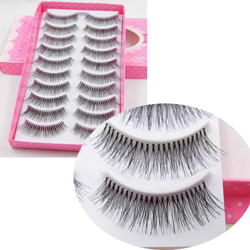 

10 Pairs False Eyelashes Fashion Makeup Stage Fake Eyelashes Natural Long Crisscross Messy Soft Transparent Terrier Lashes